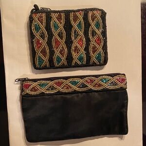 Elegant Beaded Black and Gold Women's Change purse set.